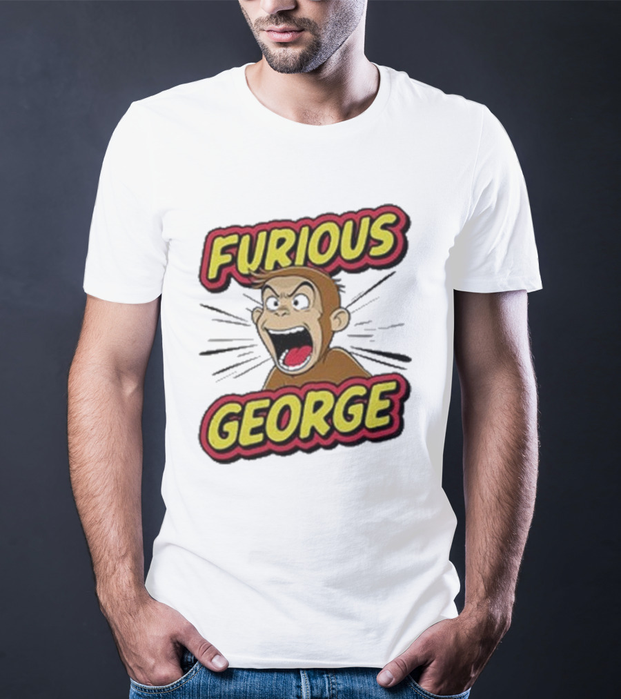 Furious George Monkey Shouting With Bold Comic T-Shirt