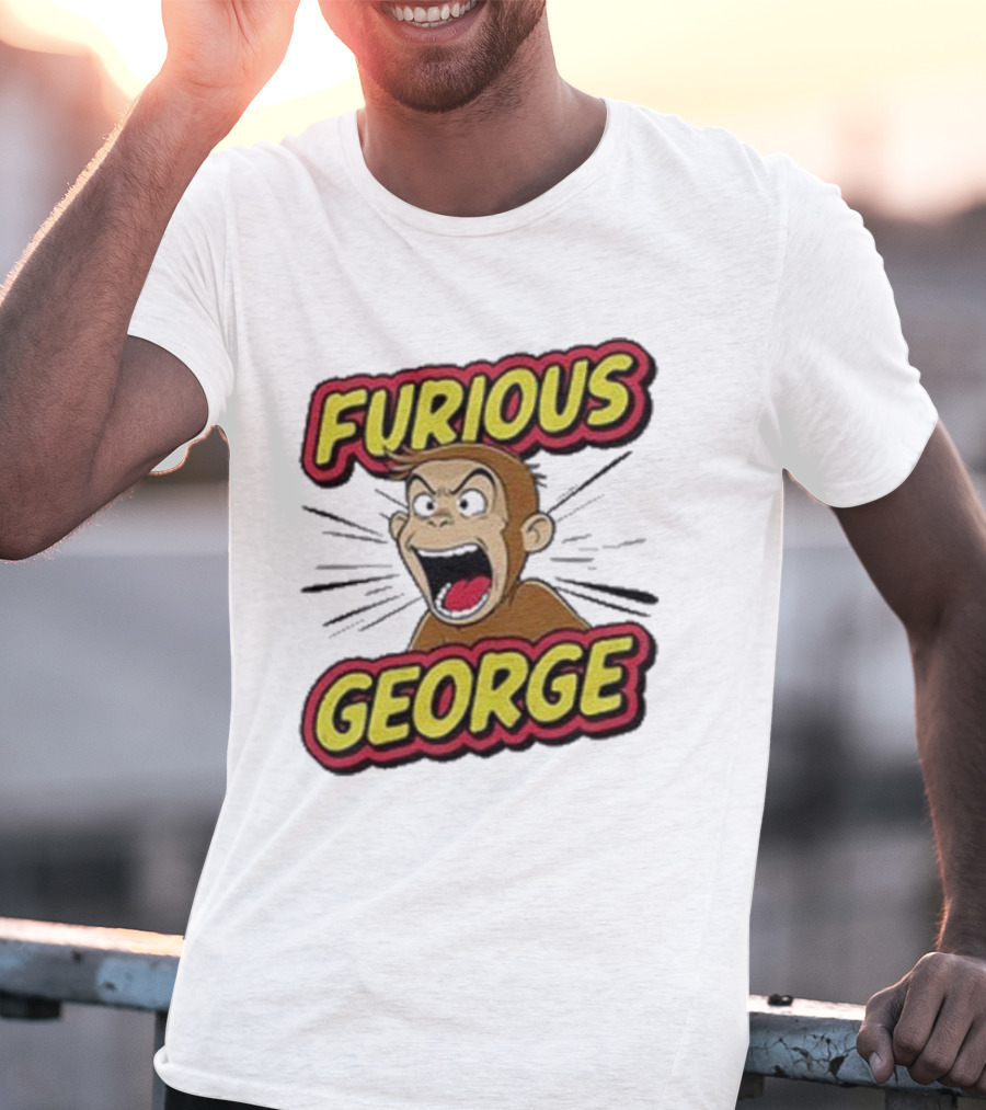 Furious George Monkey Shouting With Bold Comic T-Shirt