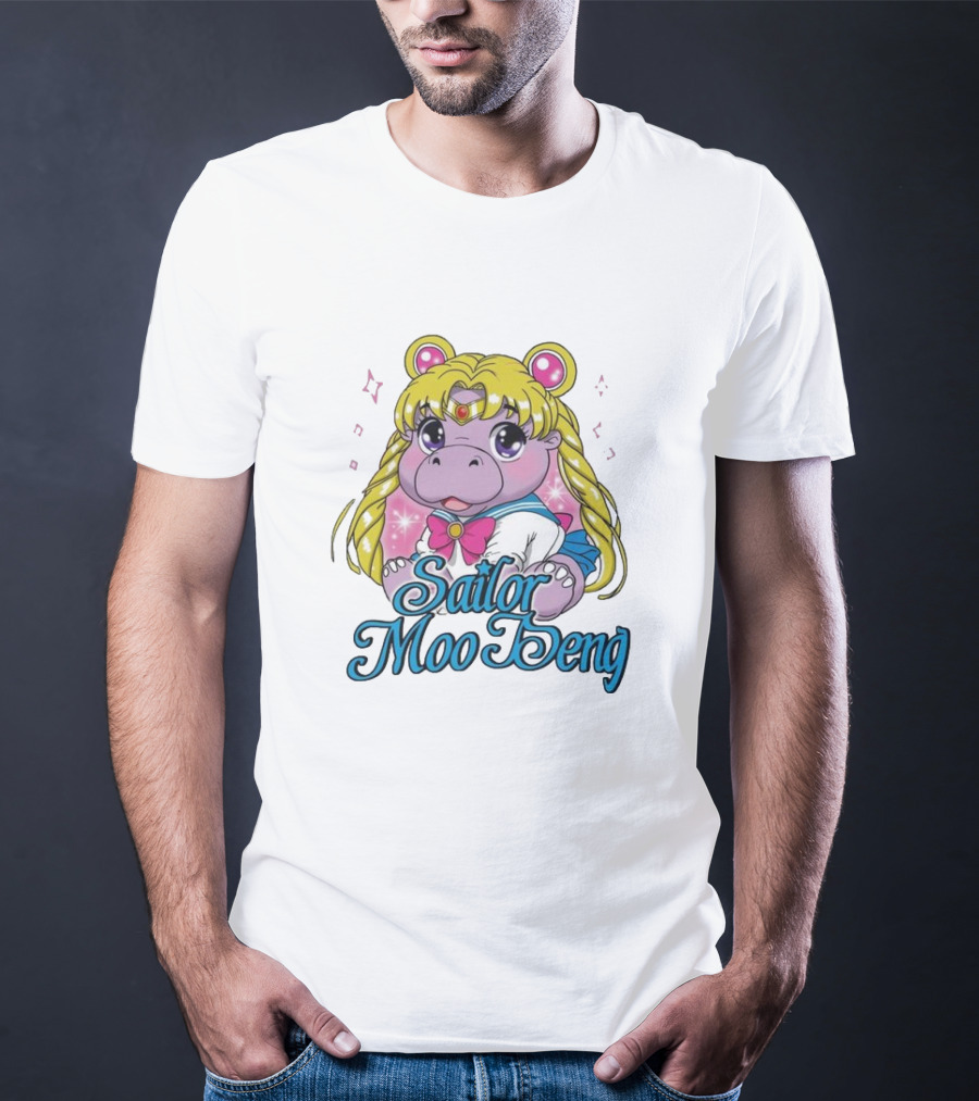 Sailor Moo Deng Hippo Anime T-Shirt