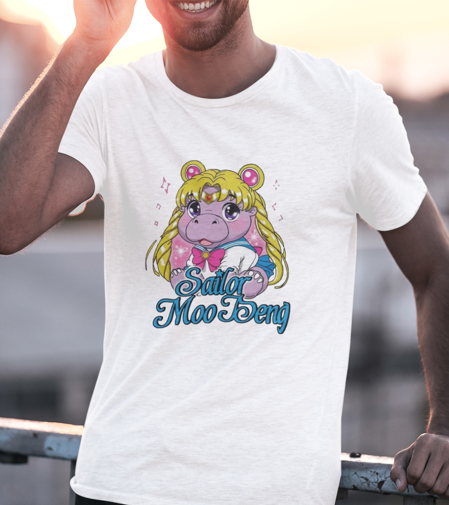 Sailor Moo Deng Hippo Anime T-Shirt