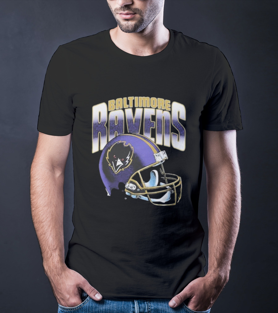 Baltimore Ravens Gradient Helmet Logo Football Gear T-Shirt