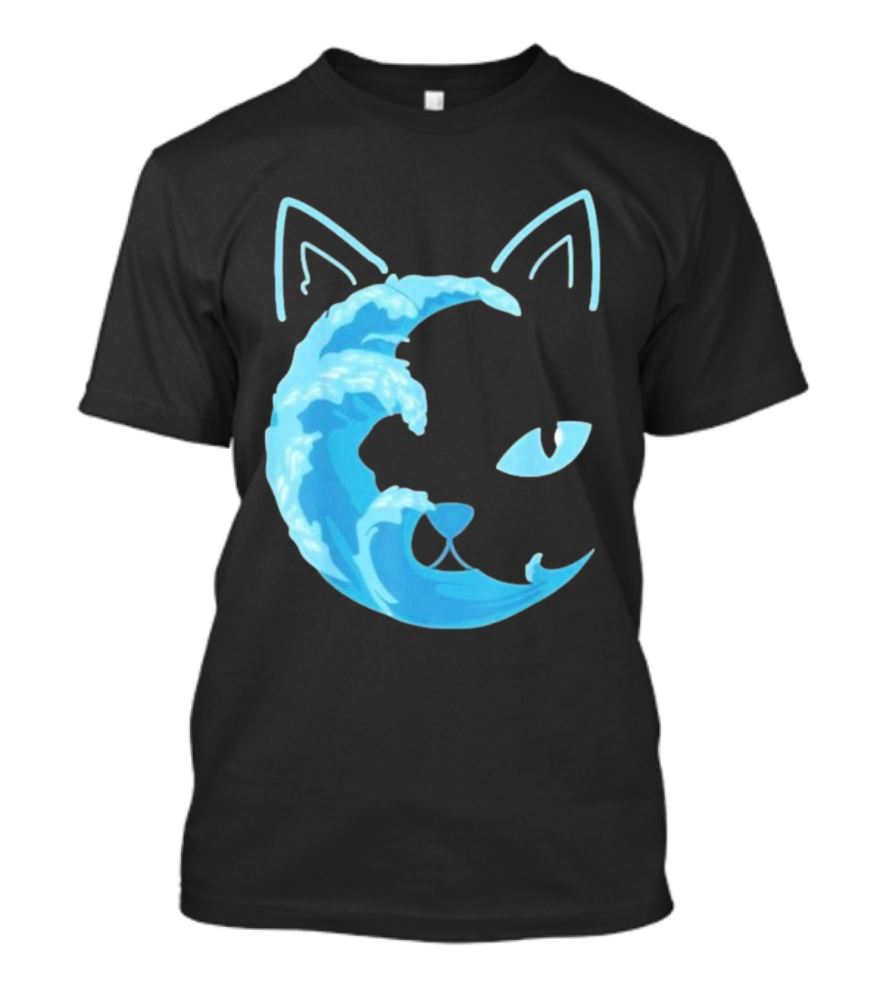 Cat Wave Face Blue T-Shirt