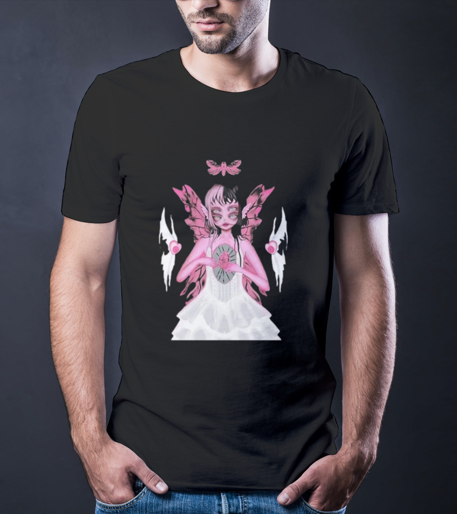 Melanie Martinez Portals Heart Pink Winged Character With Moth And Eyes T-Shirt
