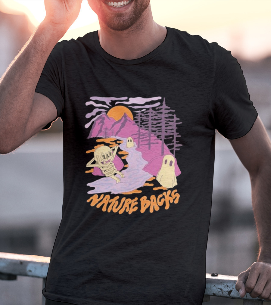 Nature Backs Sleepy Hollow Skeleton And Ghosts By Mountains And Forests T-Shirt