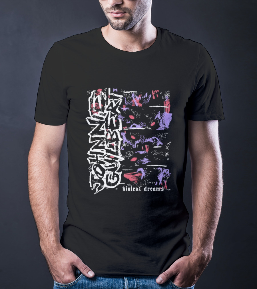 Violent Dreams Abstract Wolf Red Blue T-Shirt