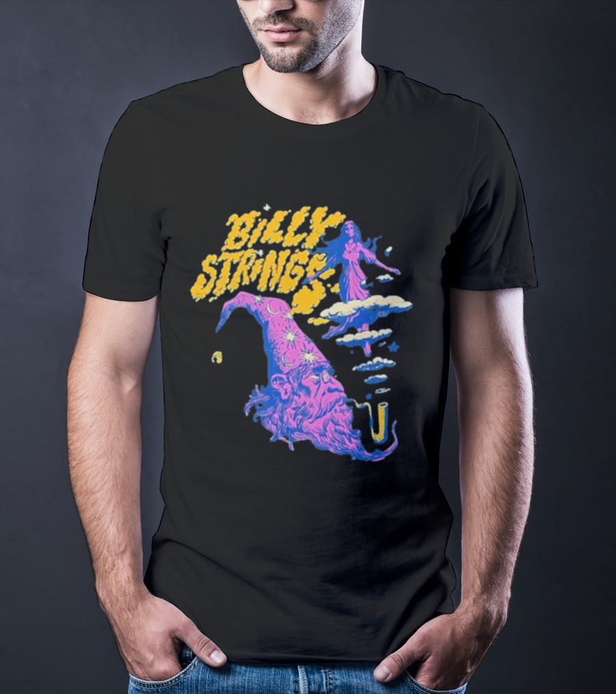 Billy Strings Wizard Head Psychedelic Clouds And Stars T-Shirt