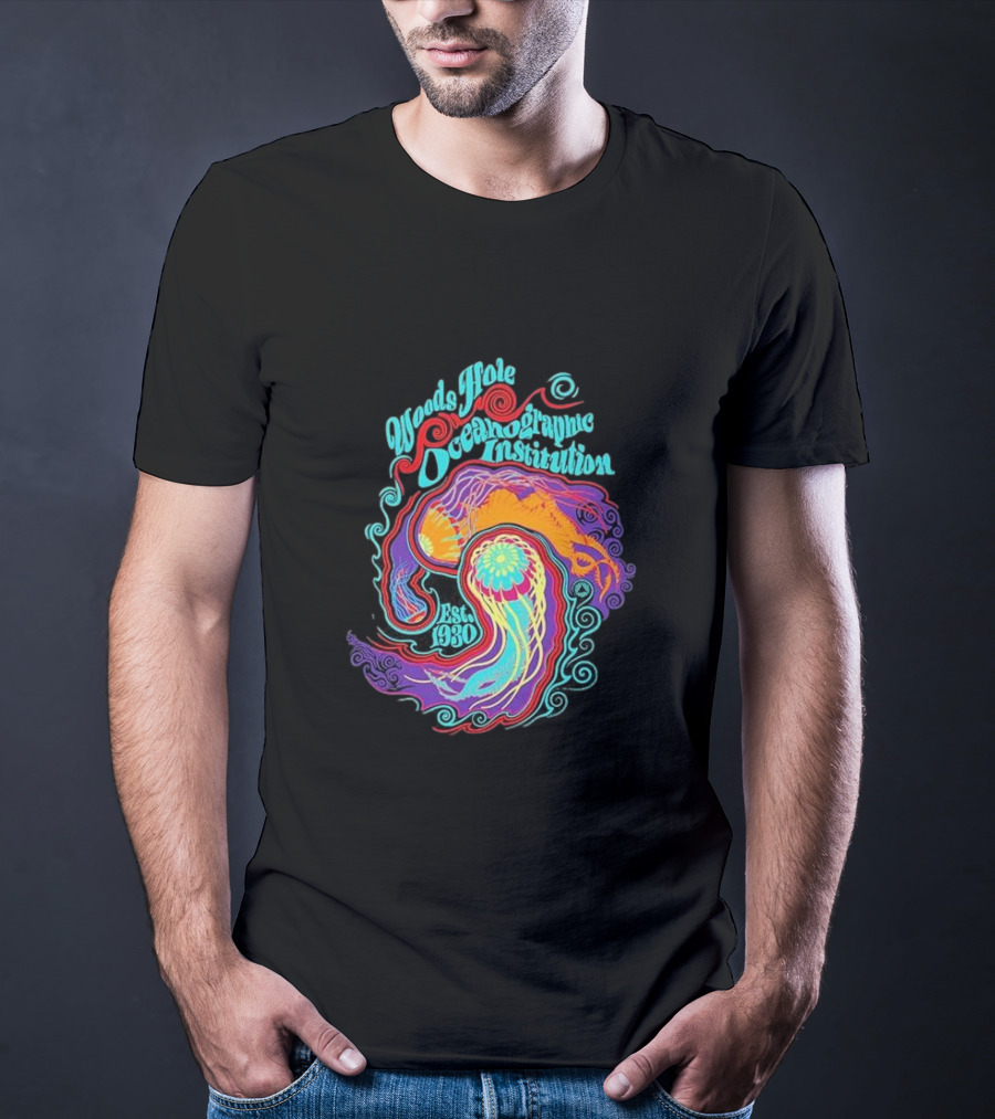Woods Hole Oceanographic Institution Est 1930 Psychedelic Marine Swirl T-Shirt