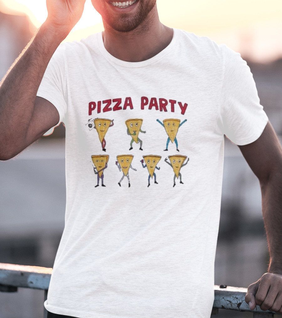 Dave Portnoy Pizza Party Dancing Slice Characters T-Shirt