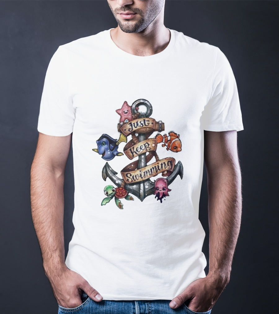 Just Keep Swimming Finding Nemo Anchor Ocean Scene T-Shirt