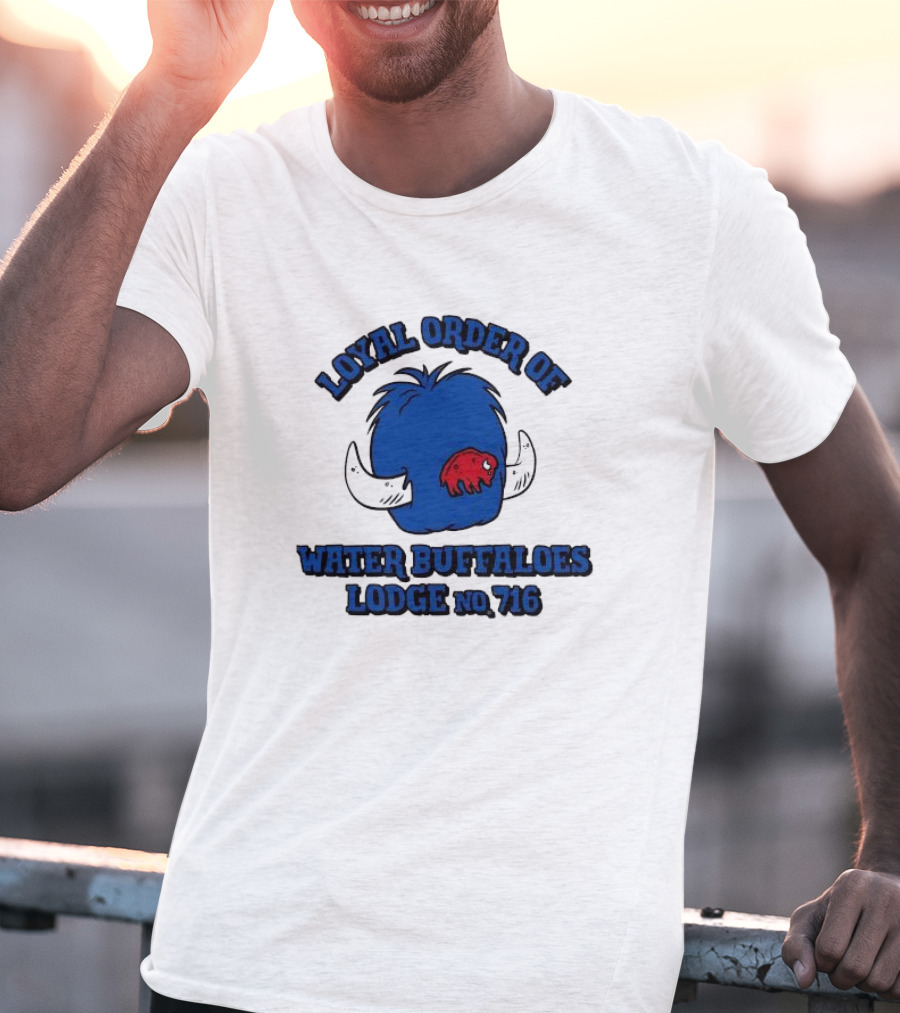Loyal Order Of Water Buffaloes Lodge No 716 Blue Buffalo Icon Red Emblem T-Shirt