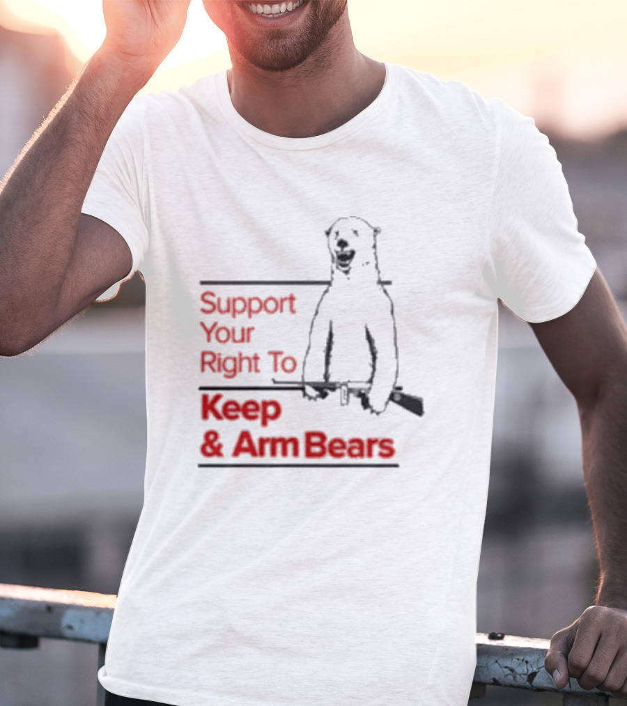 Support Your Right To Keep And Arm Bears Polar Bear Holding Rifle T-Shirt