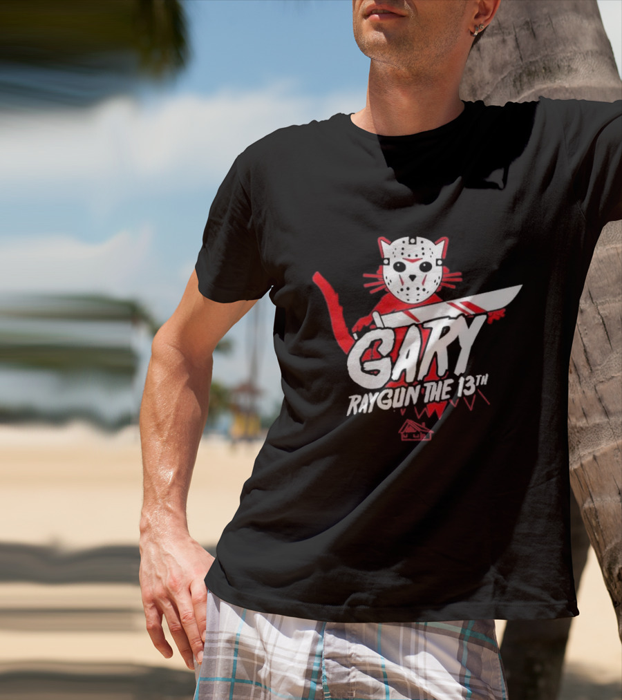 Gary Raygun The 13th Jason Mask Cat With Machete T-Shirt