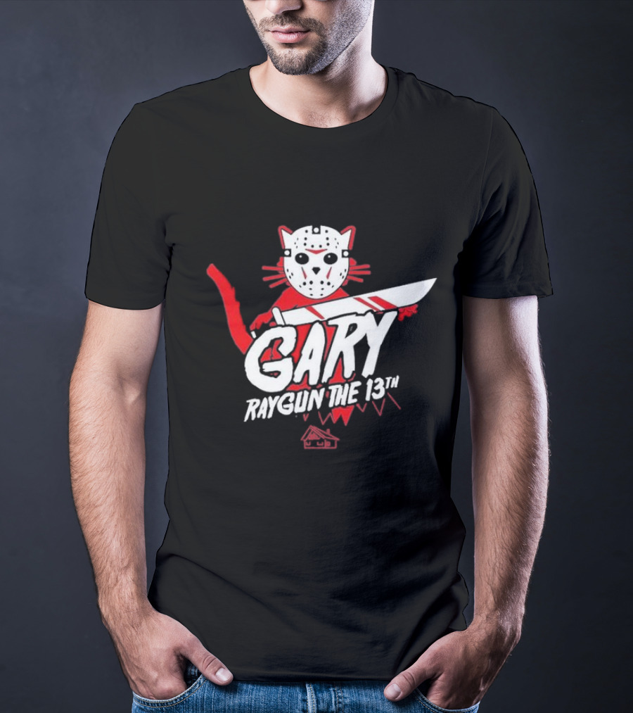 Gary Raygun The 13th Jason Mask Cat With Machete T-Shirt