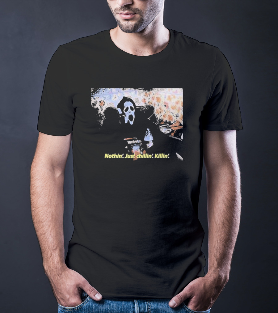 Ghostface Spooktober Nothin’ Just Chillin’ Killin’ Retro Style Vibes T-Shirt