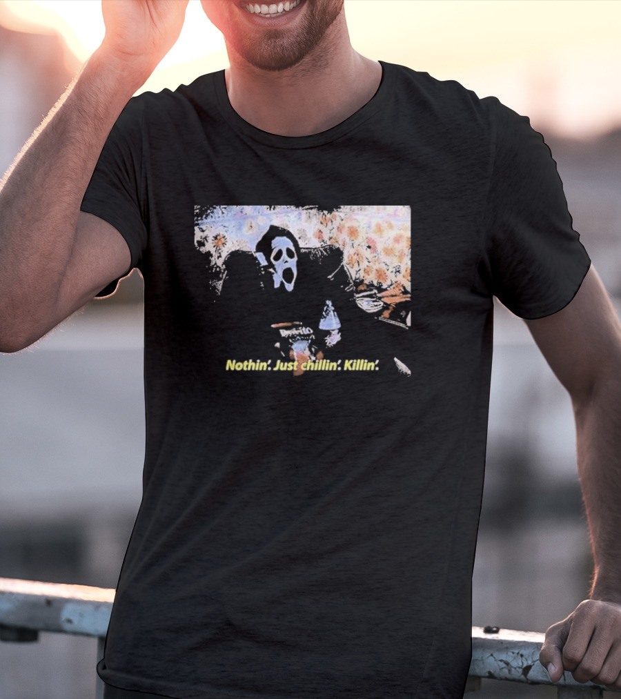 Ghostface Spooktober Nothin’ Just Chillin’ Killin’ Retro Style Vibes T-Shirt