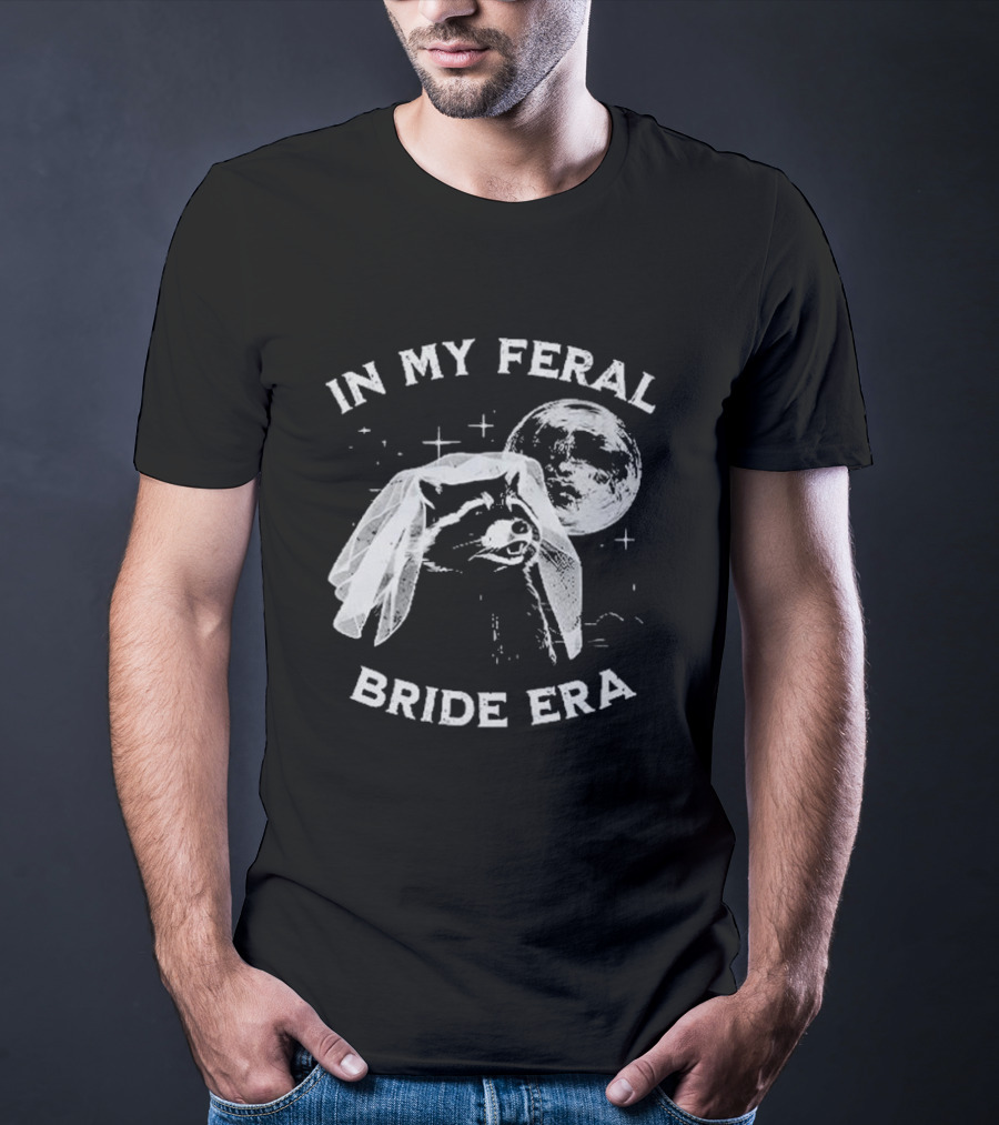 Raccoon In My Feral Bride Era With Moon And Veil T-Shirt