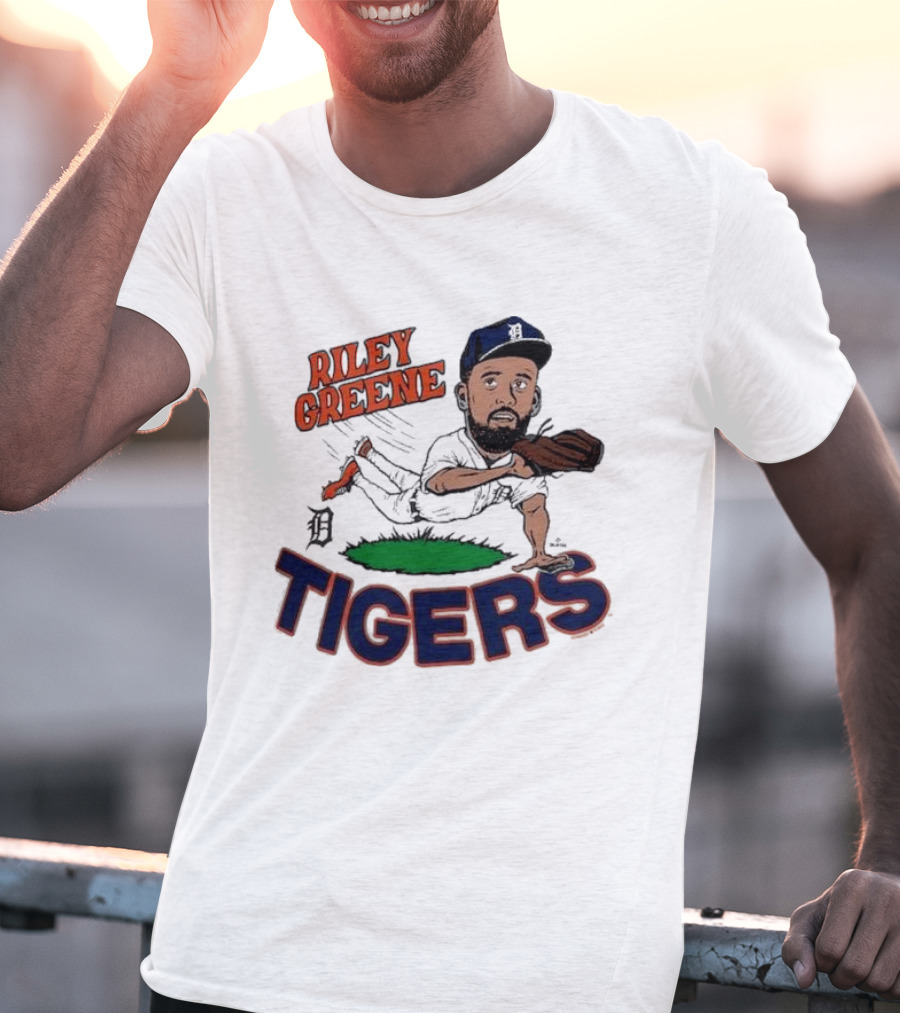 Riley Greene Detroit Tigers Caricature Player Tri Blend Homage Ash T-Shirt