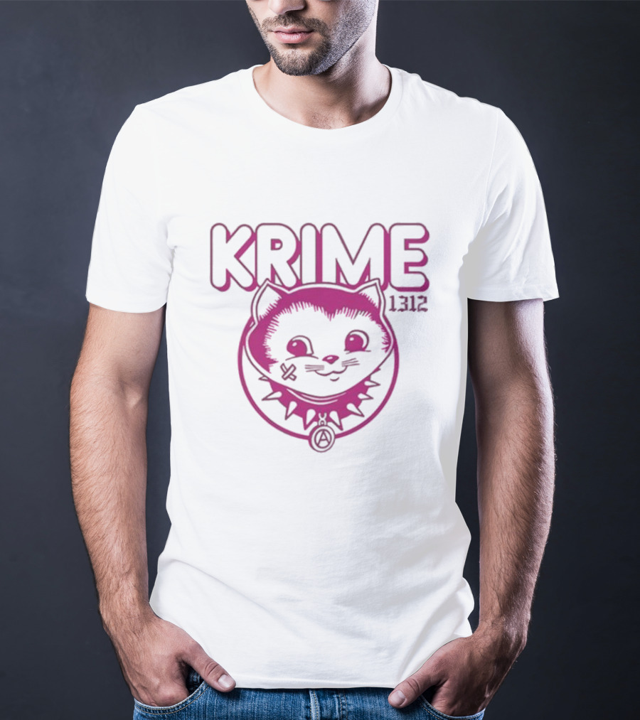 KRIME Cat 1312 Anarchist Symbol And Spiked Collar T-Shirt
