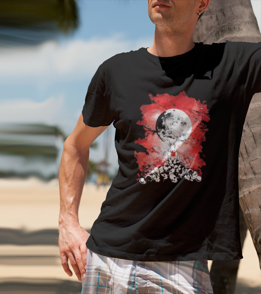 Killing Moon Rabbit Horror Blood And Skulls Horror Scene T-Shirt