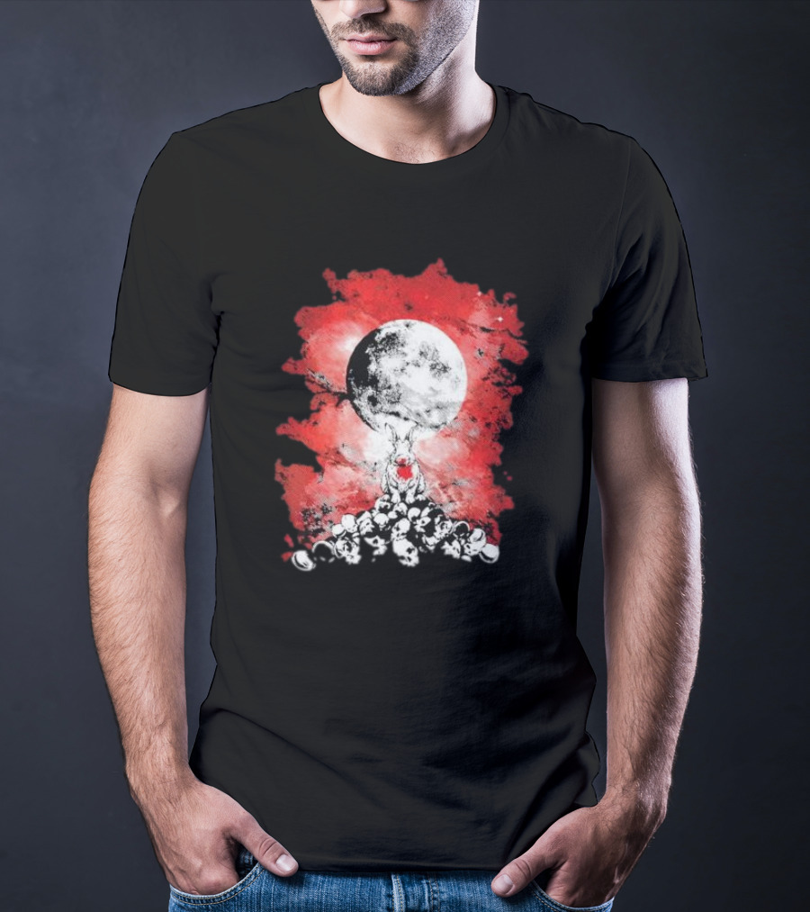 Killing Moon Rabbit Horror Blood And Skulls Horror Scene T-Shirt