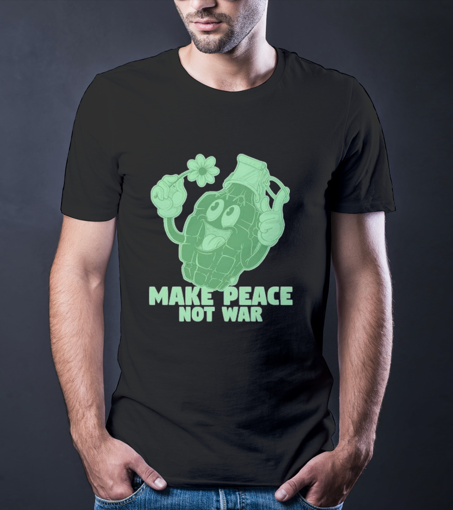Make Peace Not War Grenade Holding Flower Pacifist Hippie T-Shirt