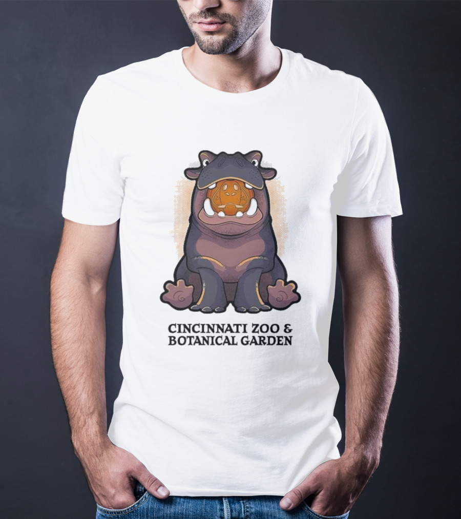 Cincinnati Zoo And Botanical Garden Fiona With Pumpkin Glow Outline T-Shirt