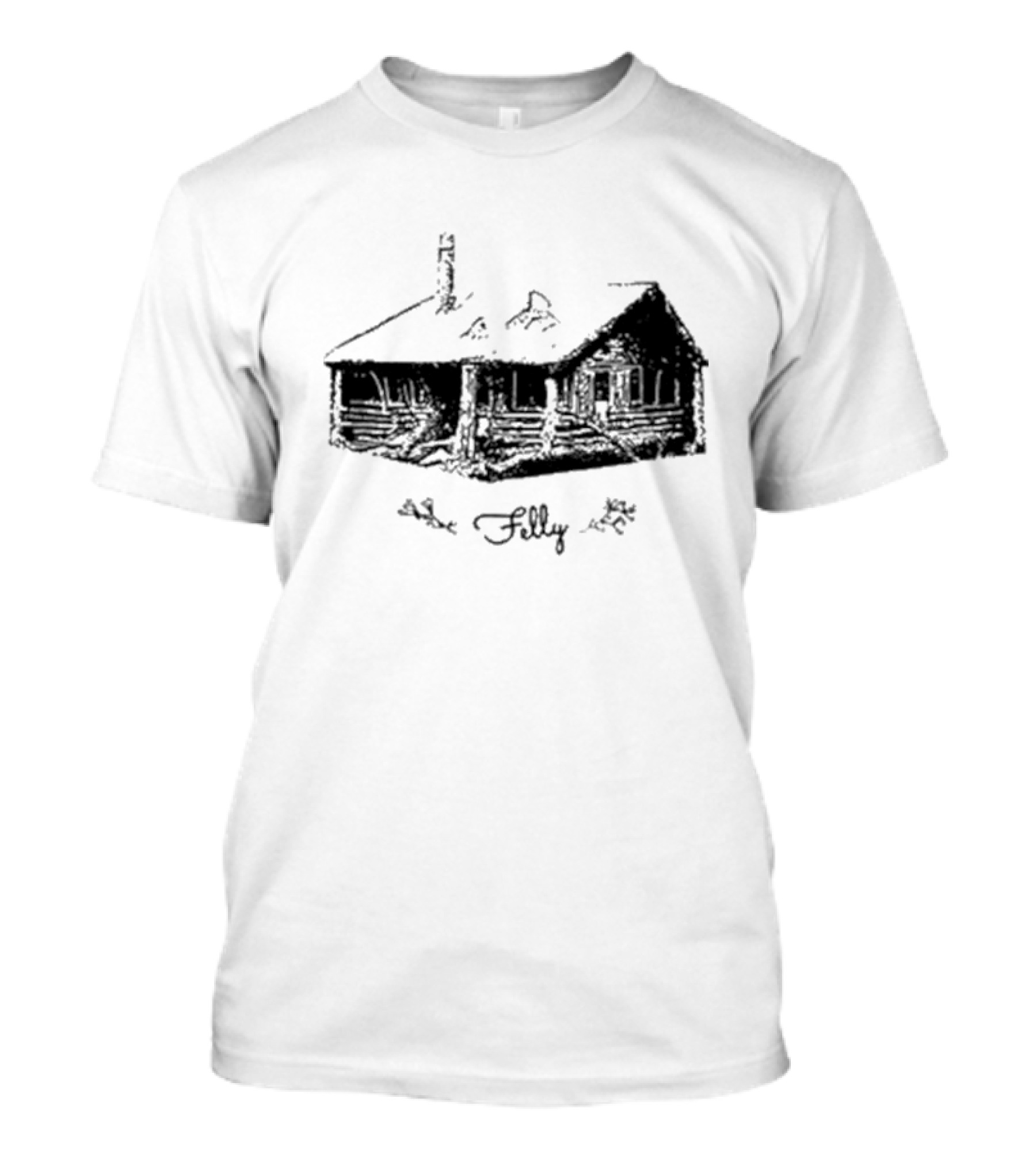 Felly Rustic Cabin Sketch T-Shirt