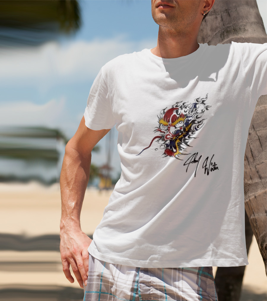 Johnny Winter Superb Fiery Dragon T-Shirt