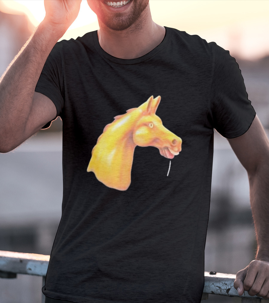 Andrew Garfield Horse What's The Rush Black Shirt Colorful Horse Head T-Shirt