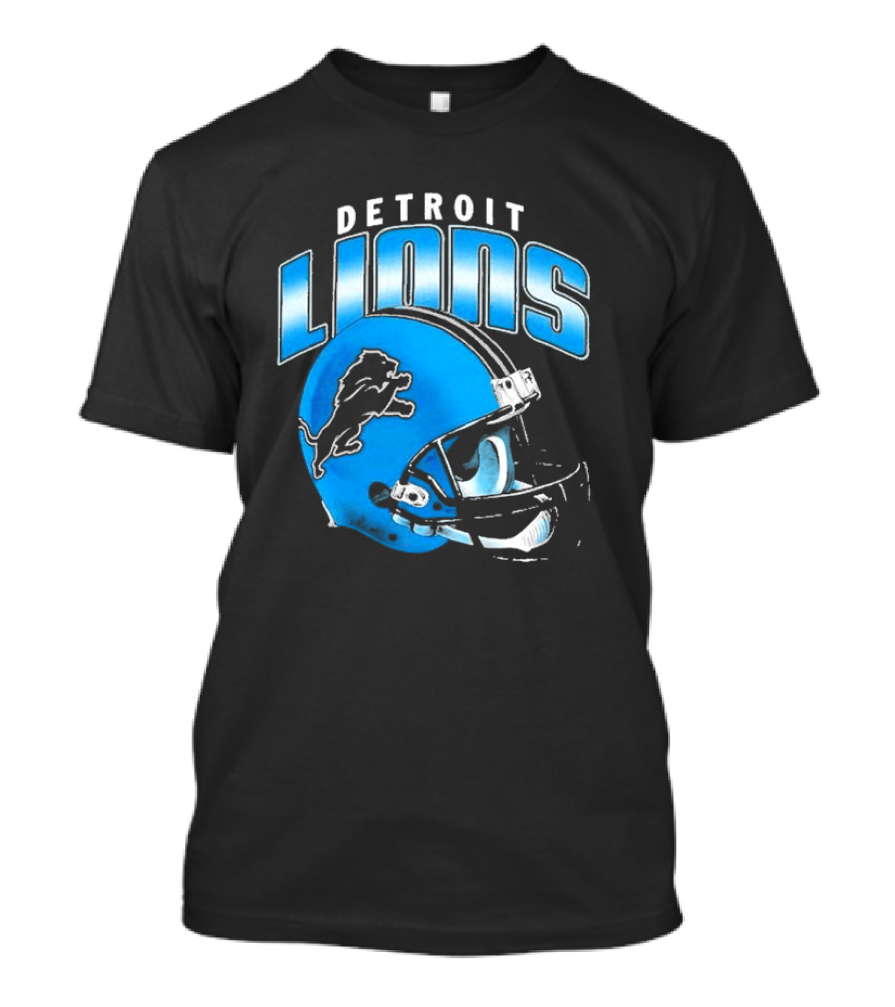 Detroit Lions Blue Gradient Football Helmet T-Shirt
