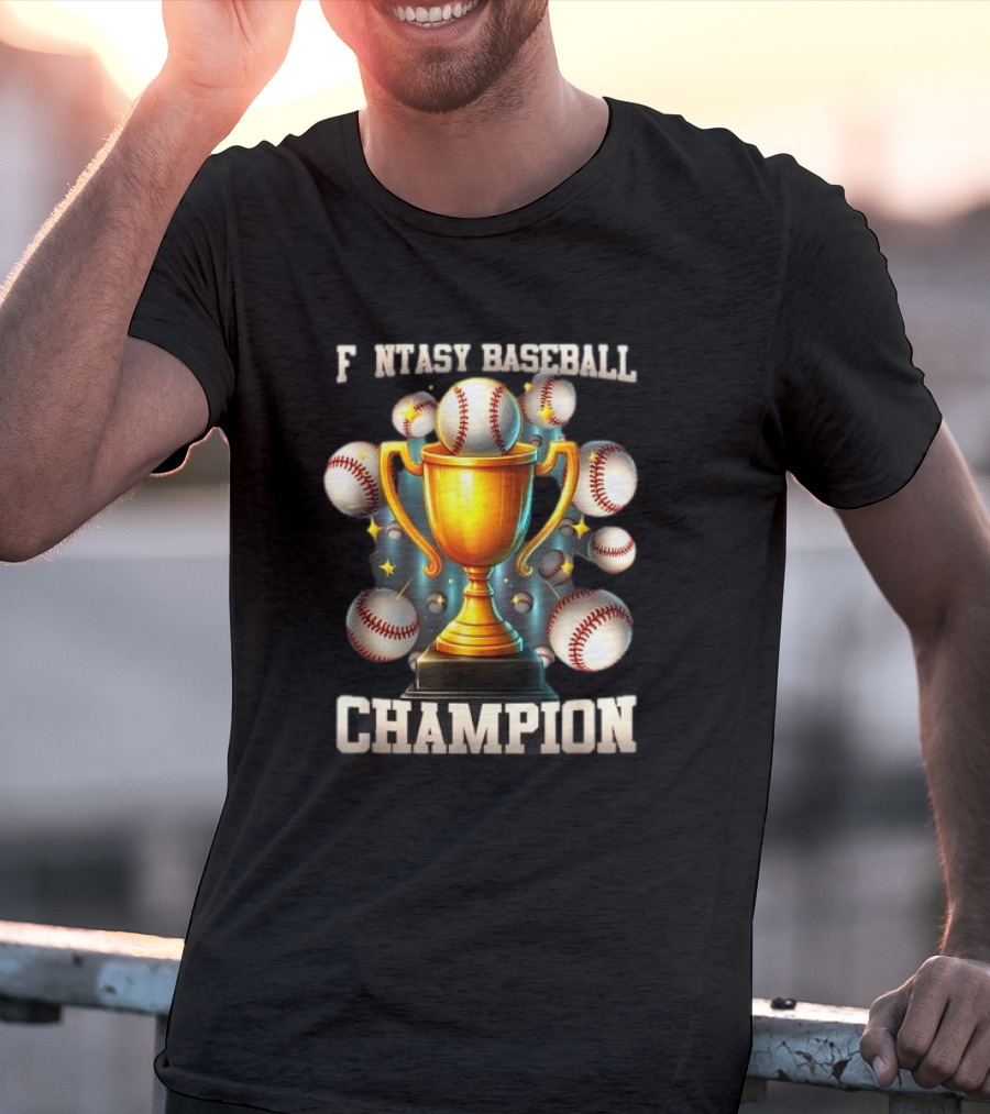 Fantasy Baseball Champion Trophy With Baseballs T-Shirt
