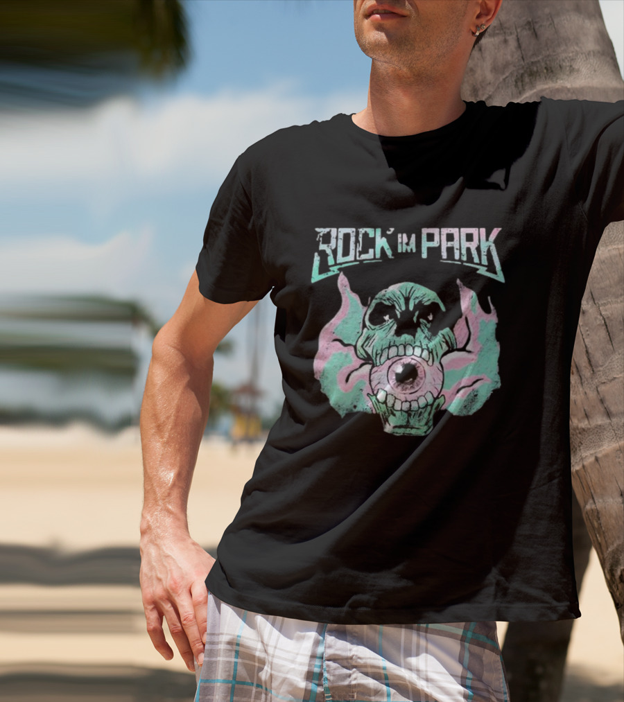 Rock Im Park Smoke Skull Flaming Eyeball T-Shirt