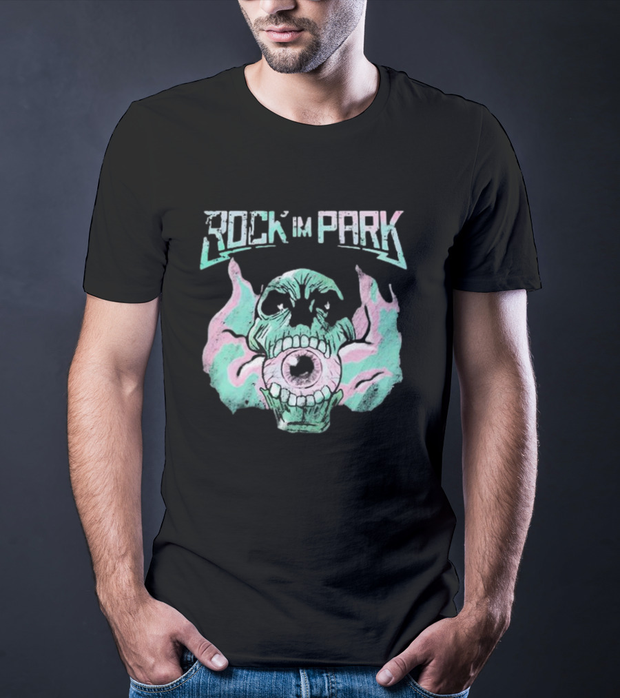 Rock Im Park Smoke Skull Flaming Eyeball T-Shirt