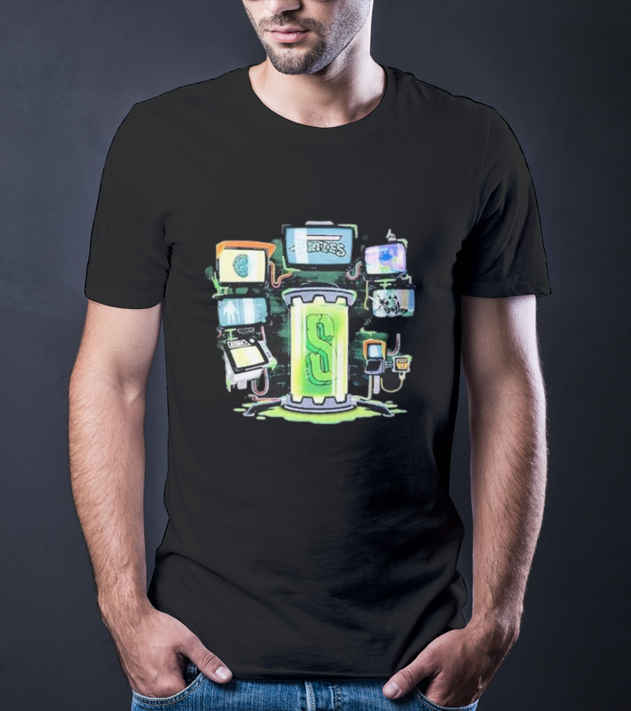 Sidemen Mutation Sci-Fi Tube With Screens And Green Elements T-Shirt