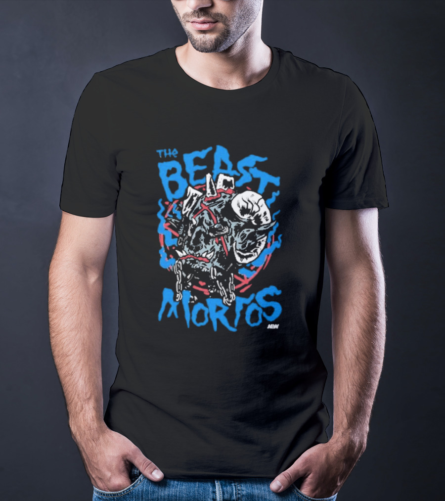The Beast Mortos Skull Chains Inferno Blue Red Graphic ABN T-Shirt