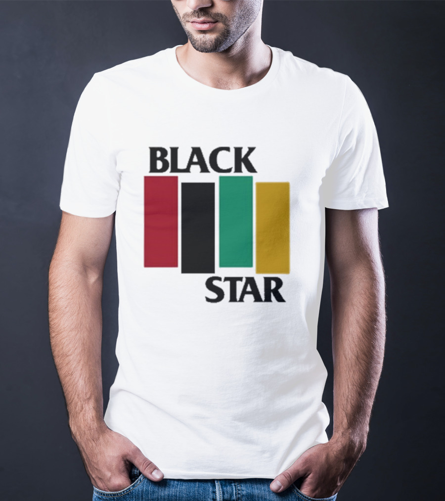 Black Star Flag Red Black Green Gold Vertical Bars T-Shirt
