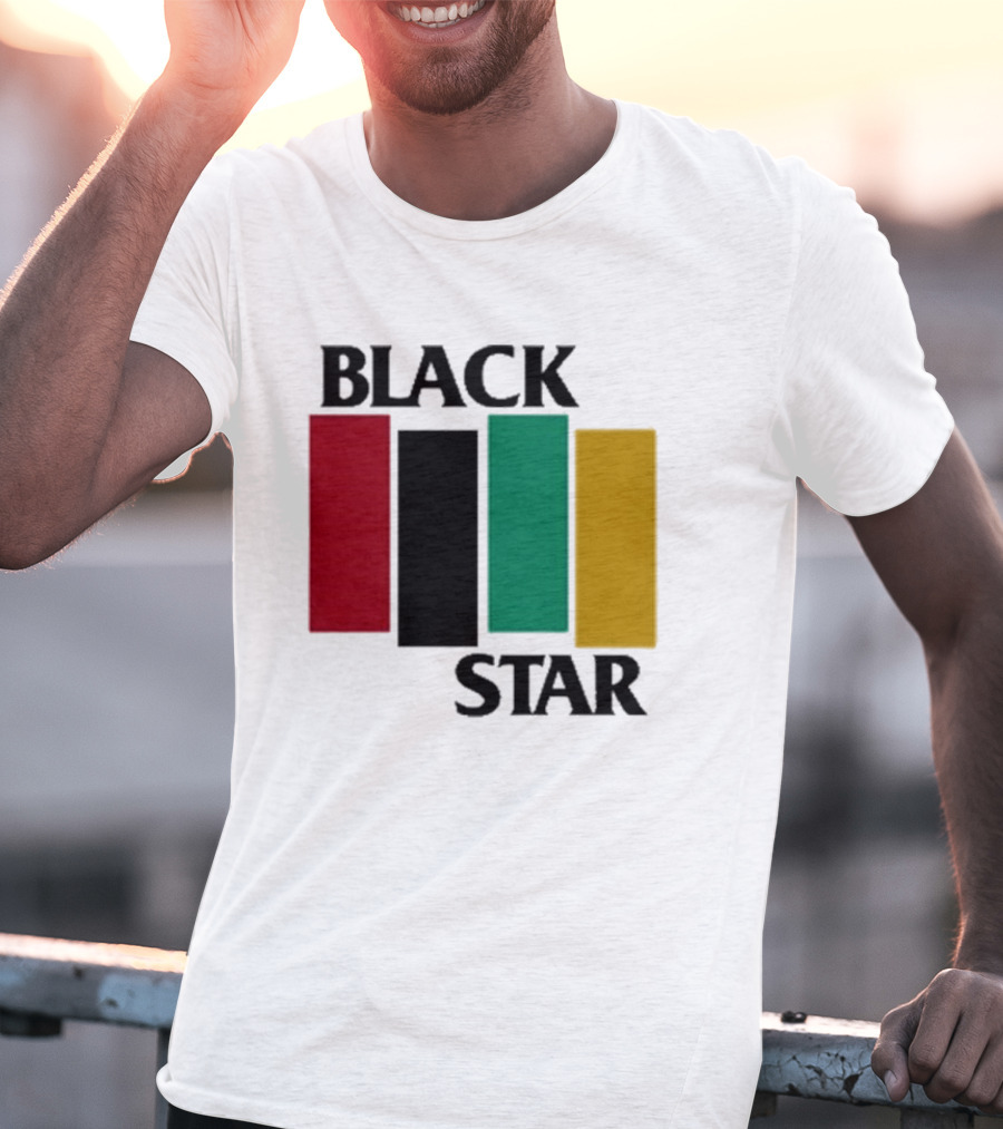 Black Star Flag Red Black Green Gold Vertical Bars T-Shirt