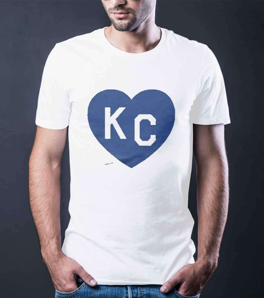 KC Heart Powder Blue Navy T-Shirt
