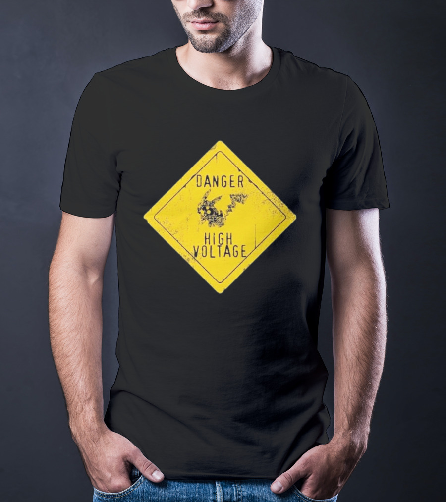 Pikachu Danger High Voltage Sign Warning T-Shirt
