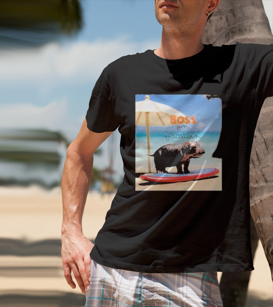 Boss On Vacation Hippo Beach Fun Series Summer T-Shirt