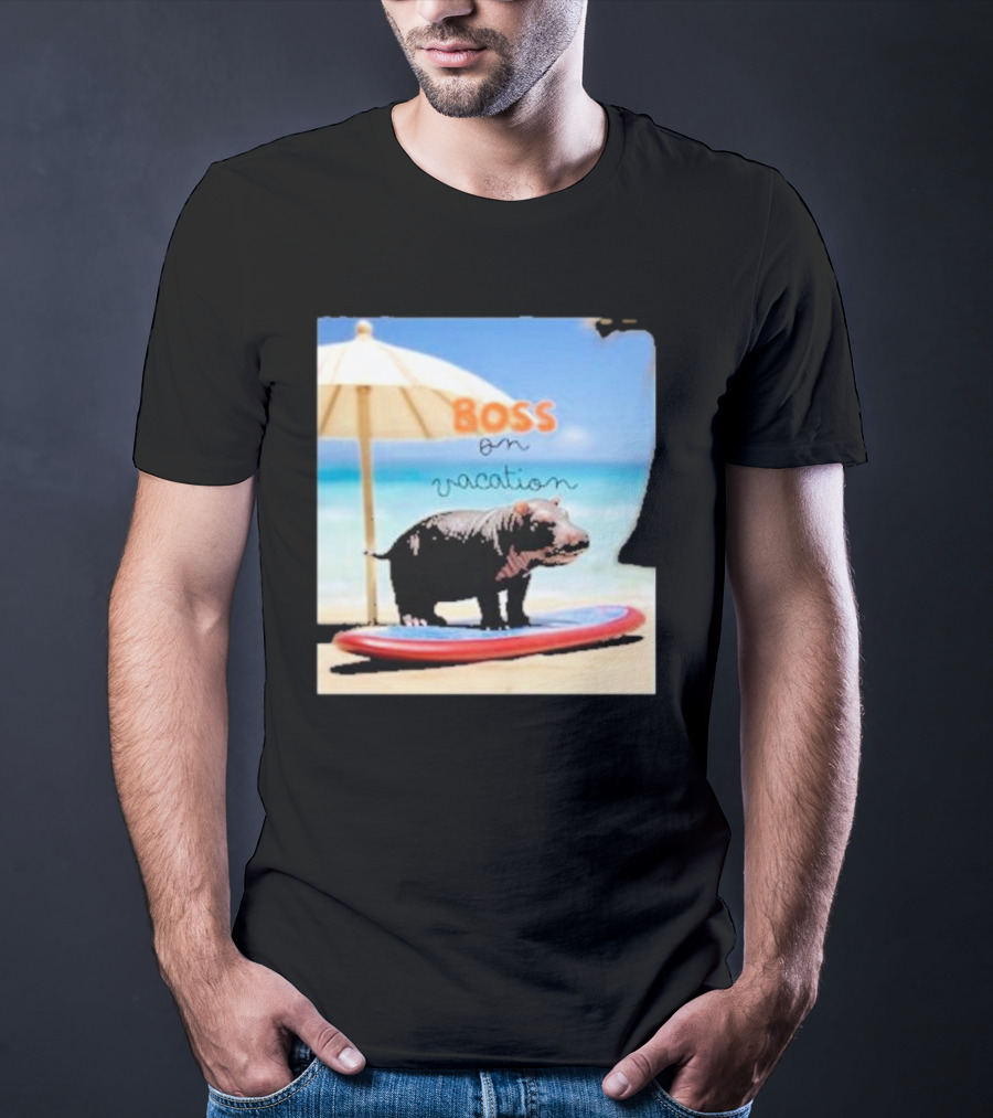 Boss On Vacation Hippo Beach Fun Series Summer T-Shirt