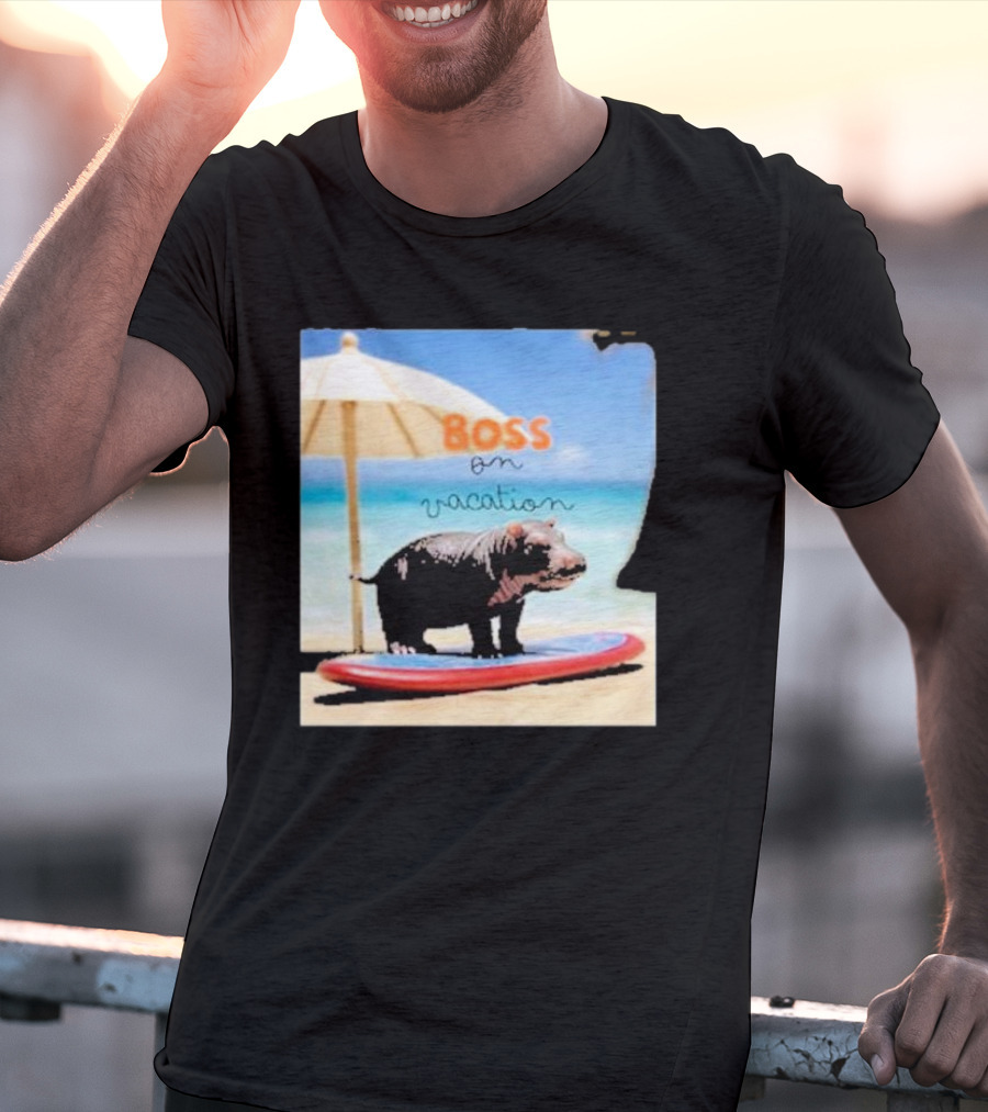 Boss On Vacation Hippo Beach Fun Series Summer T-Shirt