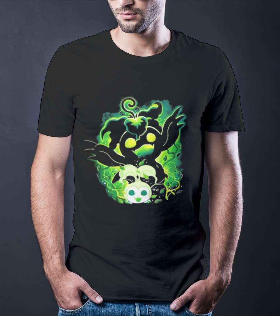 Digi Leaf Vallina Vibrant Green Creature With Gleaming Elements T-Shirt