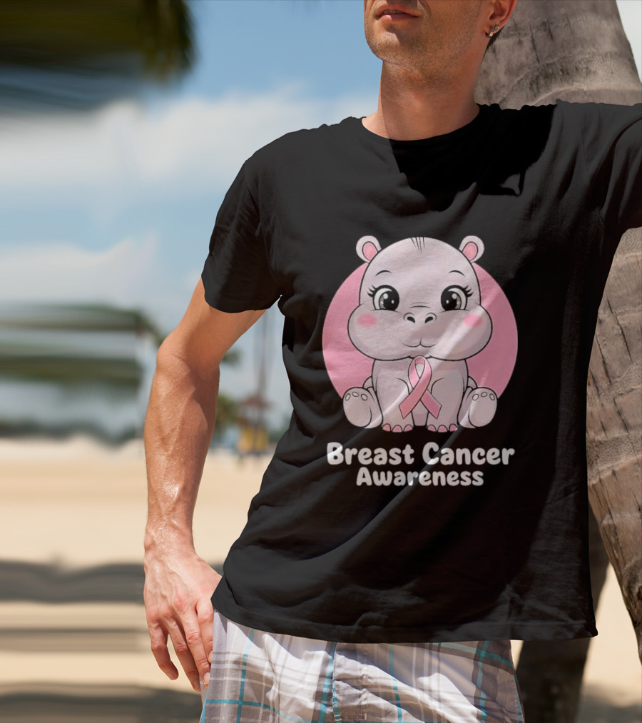 Breast Cancer Awareness Hippo Pink T-Shirt