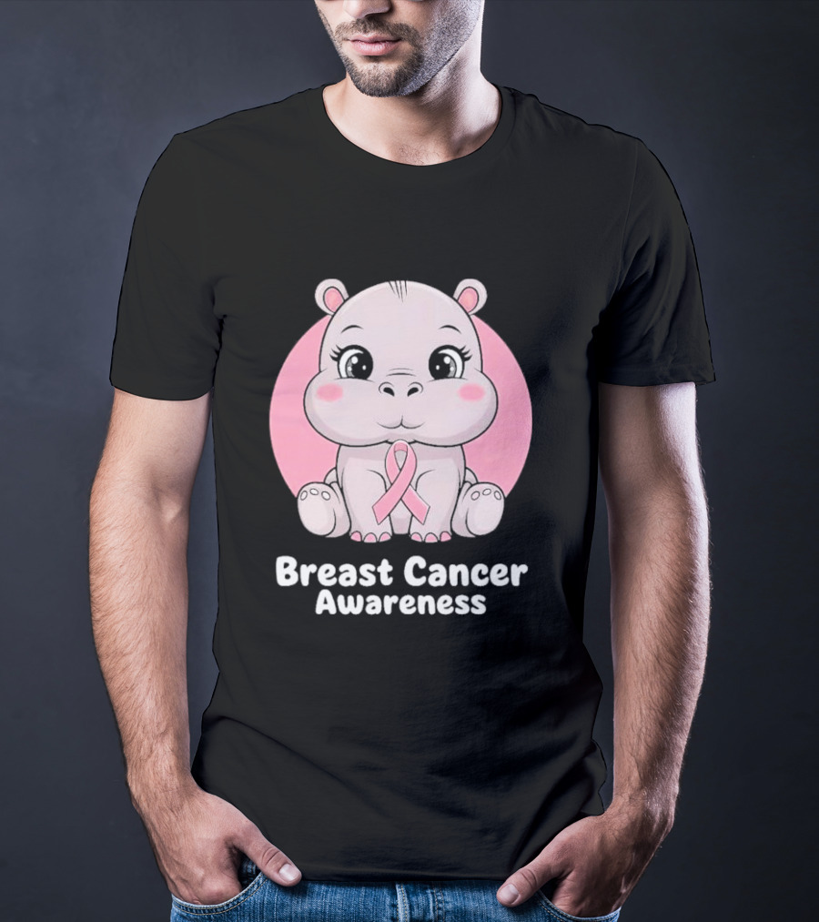 Breast Cancer Awareness Hippo Pink T-Shirt