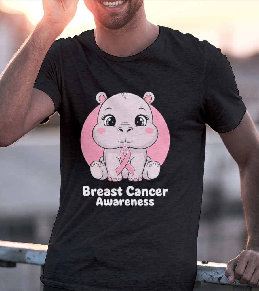 Breast Cancer Awareness Hippo Pink T-Shirt
