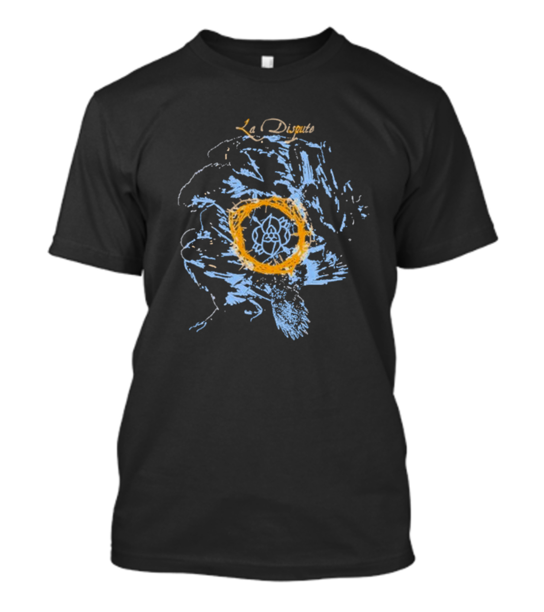 La Dispute Crows Blue Brushstroke Yellow Circle Flower T-Shirt