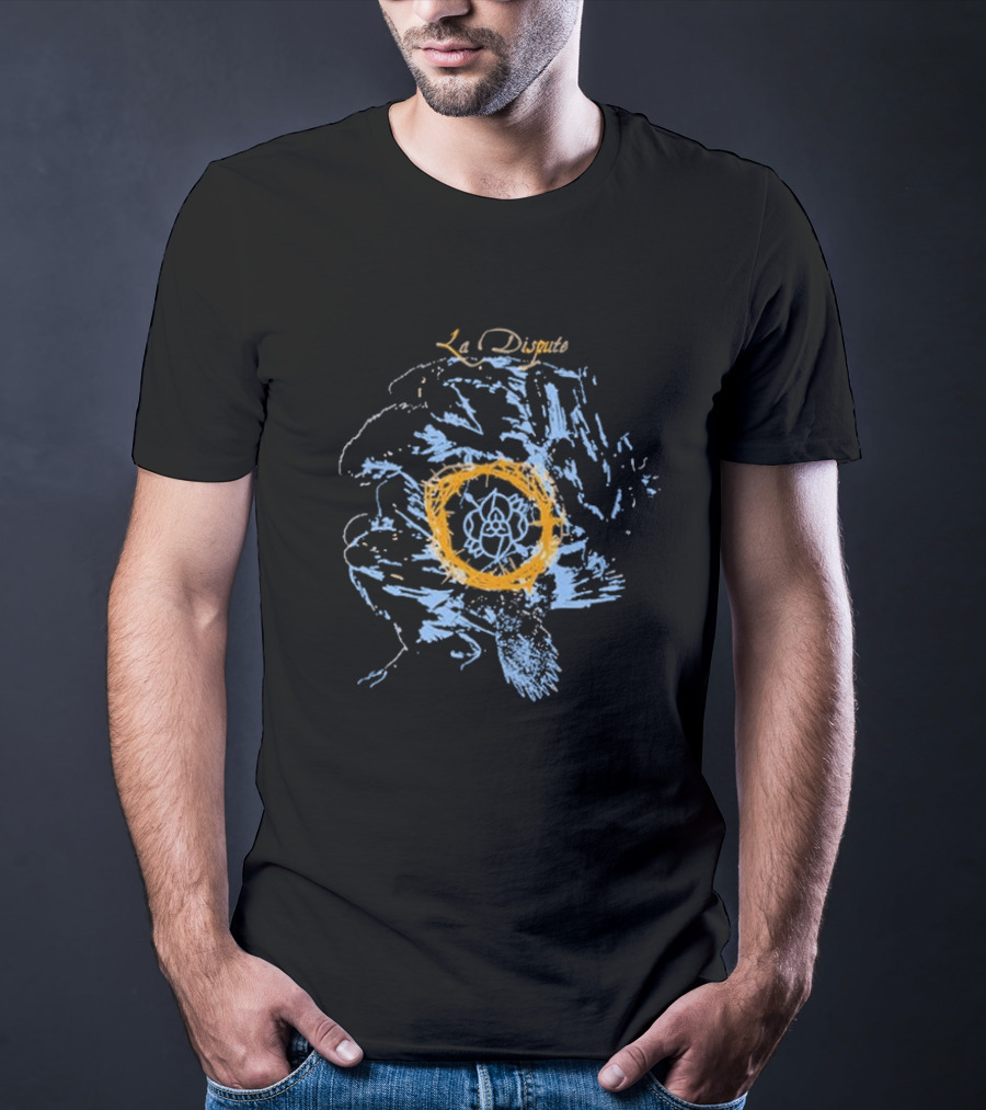 La Dispute Crows Blue Brushstroke Yellow Circle Flower T-Shirt
