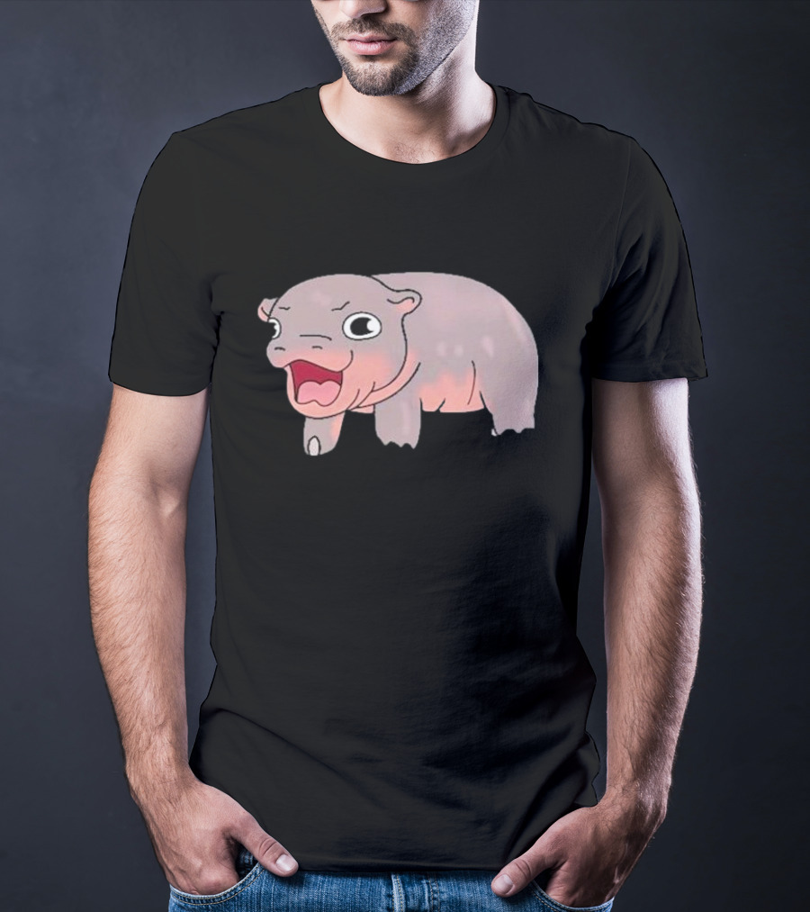 Moo Deng Baby Hippo Hippopotamus Cute Cartoon Character T-Shirt