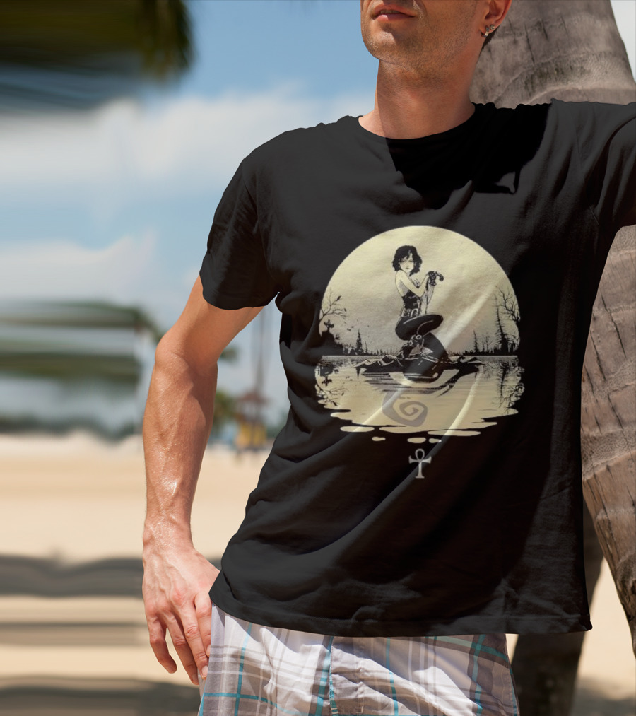 The Sandman Death Ankh Reflected In Moonlit Water Scene T-Shirt